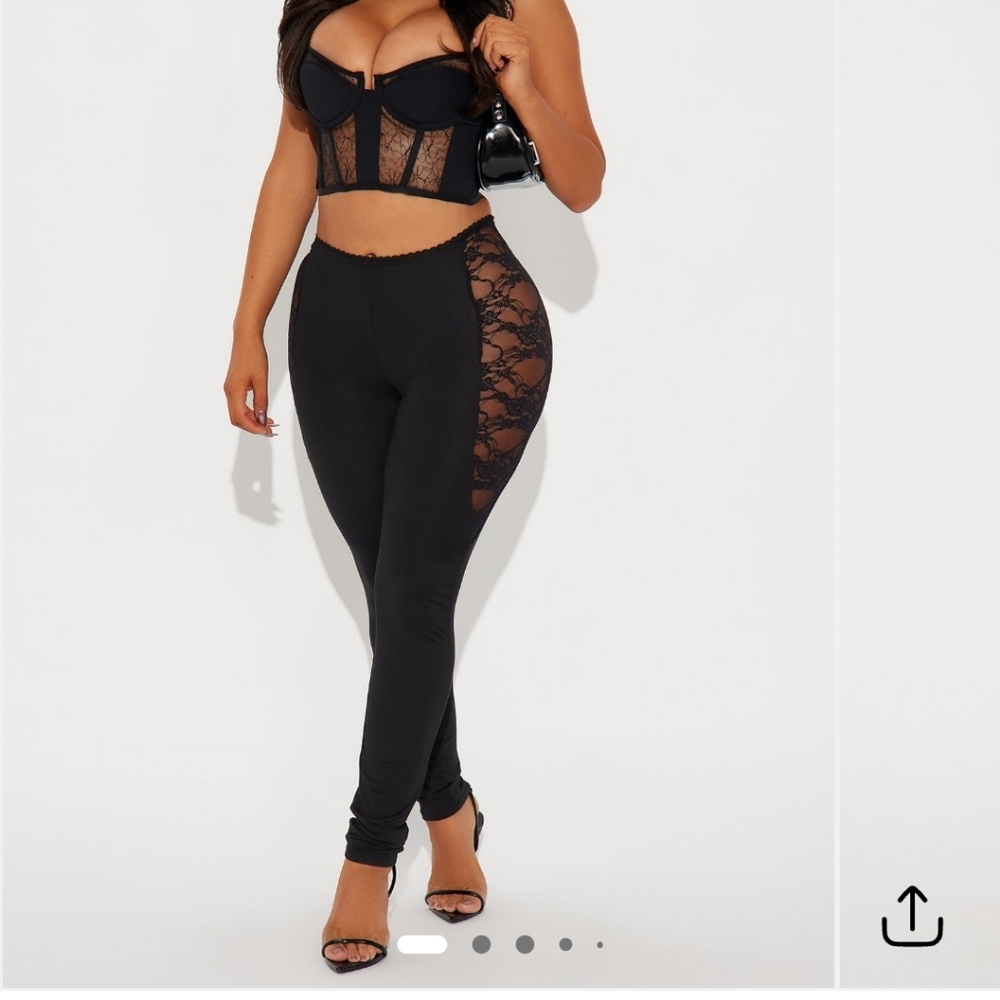 Fashion Nova Black Lace Side Leggings